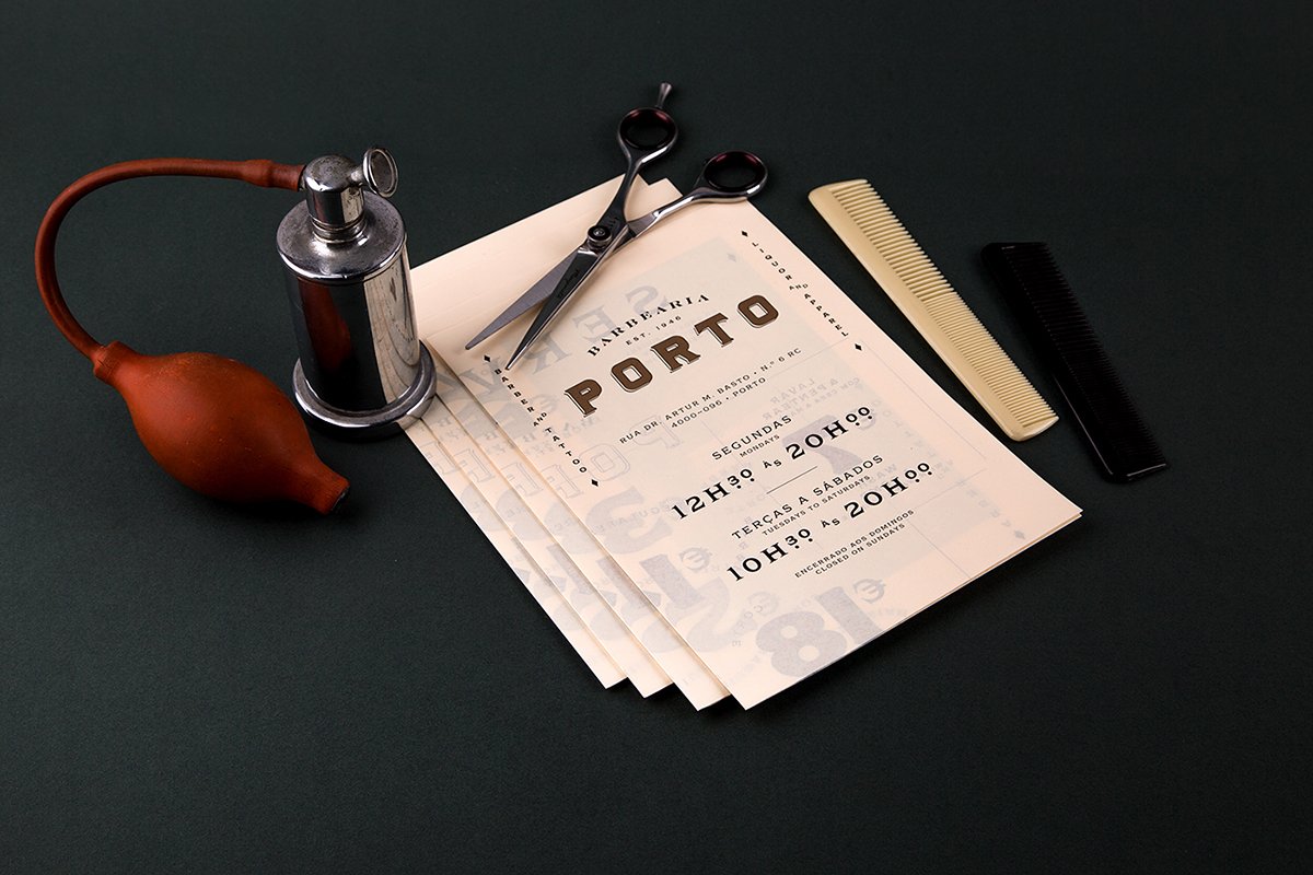 Barbearia Porto理發(fā)店品牌形象  單頁設(shè)計(jì)