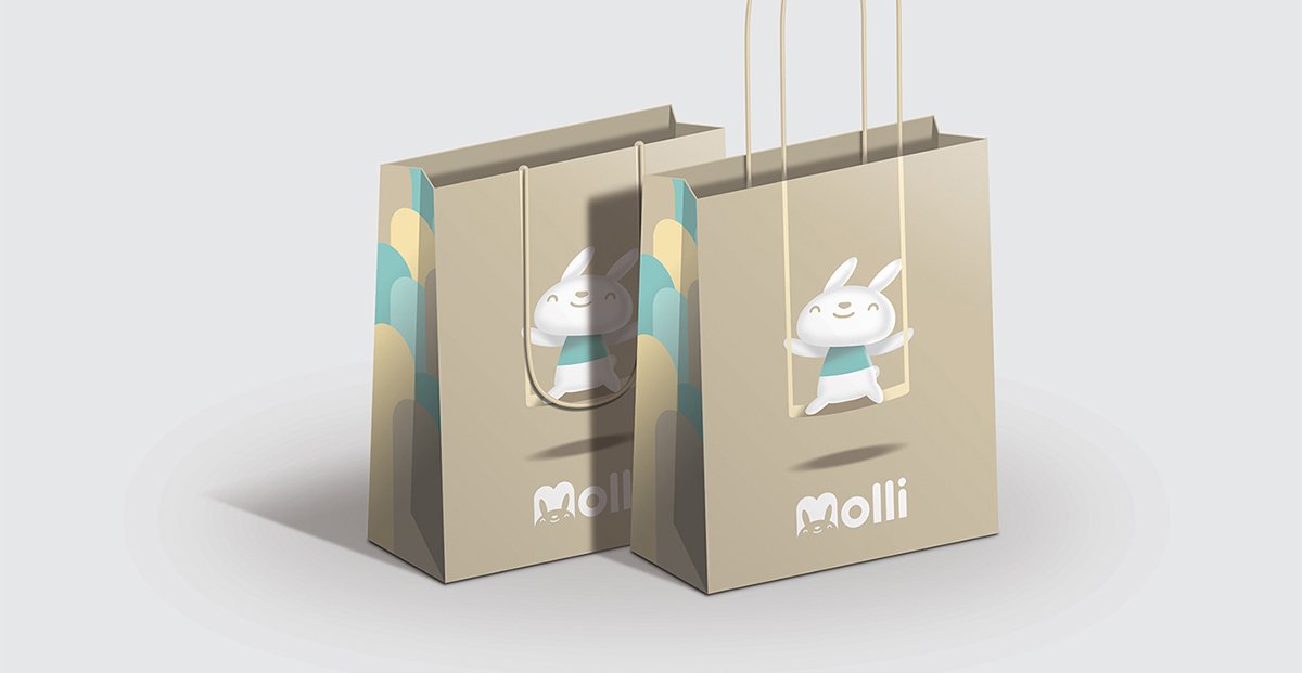 深圳品牌設(shè)計  深圳品牌策劃  Molli兒童服裝店品牌形象設(shè)計  手提袋設(shè)計
